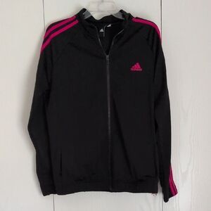 Boys Adidas Black Track Jacket with Red Accents